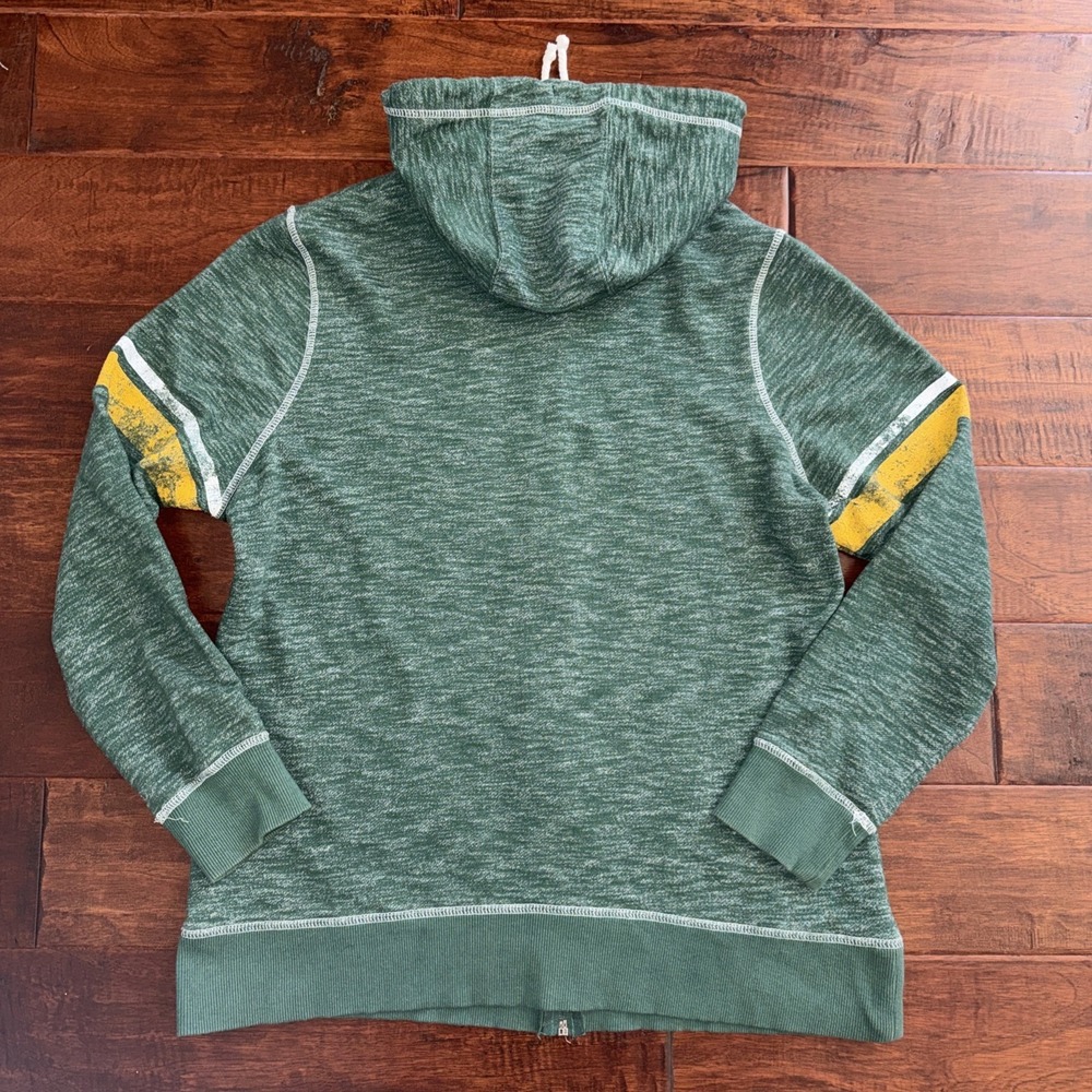 MAJESTIC Green Bay Packers Full Zip Hoodie Heather Green Logo Size XL - Picture 5 of 7